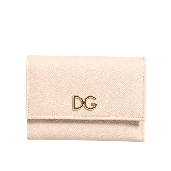 Dolce & Gabbana Light Pink Calf Leather DG Logo French Flap Women's Wallet - Picture 1 of 6